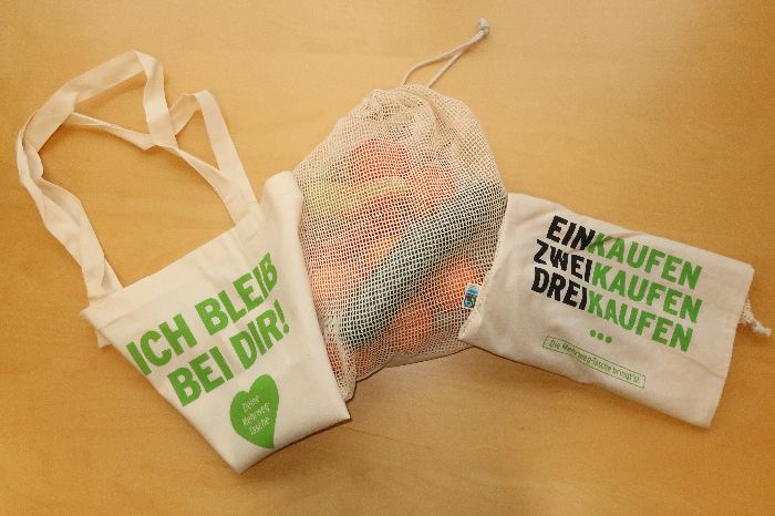 Nachhaltige Stofftaschen und Obstscke des GVA Mdling